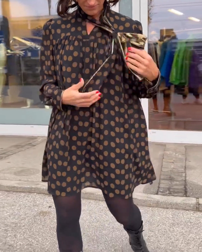 Polka Dot långärmad klänning