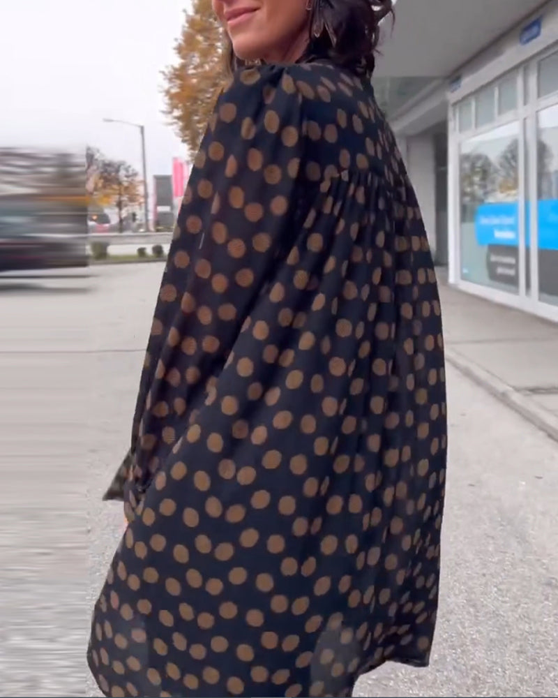 Polka Dot långärmad klänning