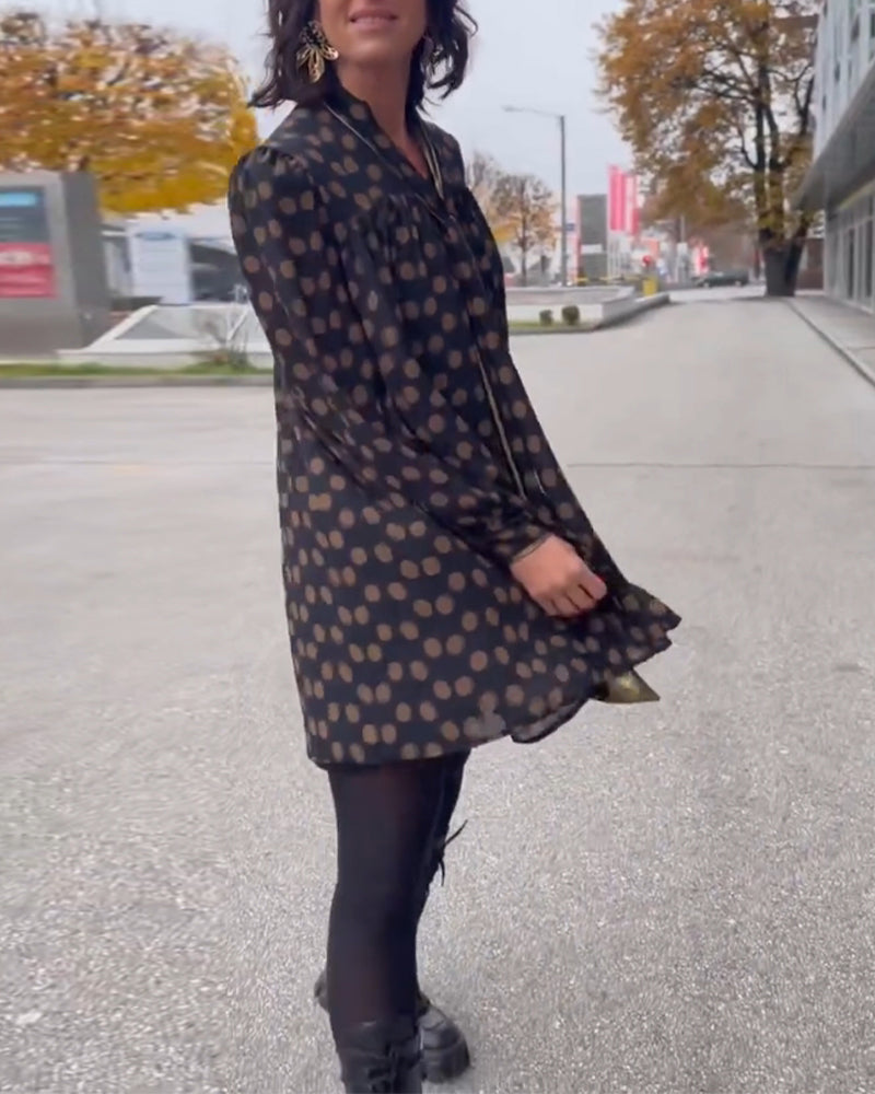 Polka Dot långärmad klänning