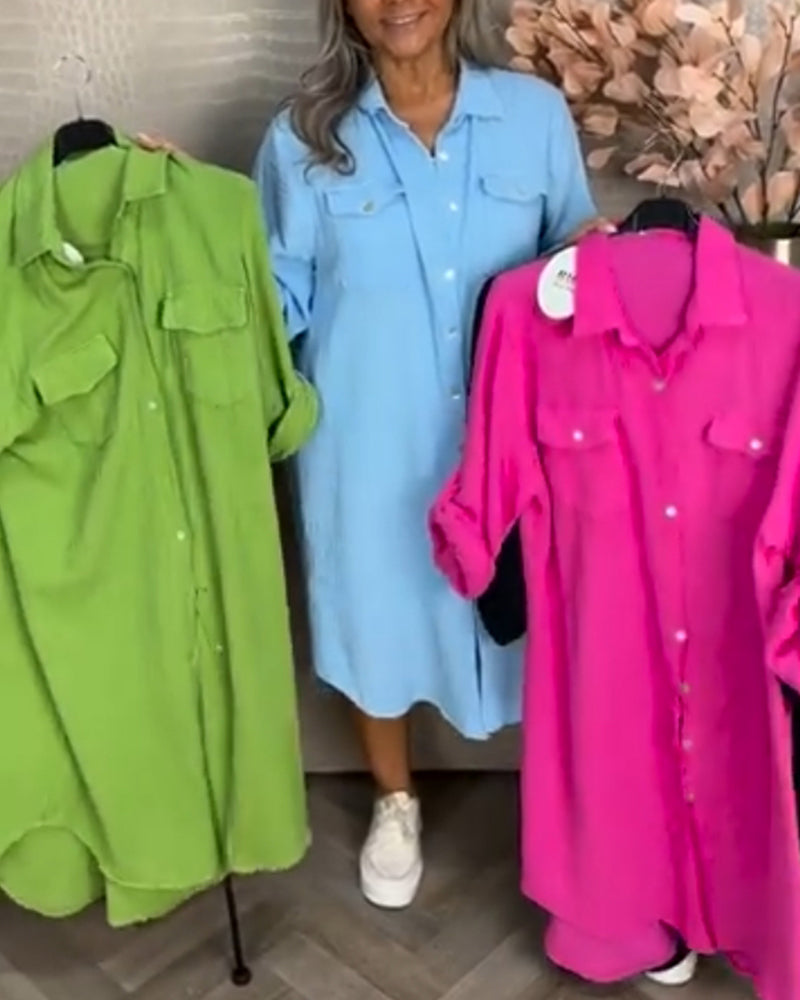 Klänning med fickor och knappar