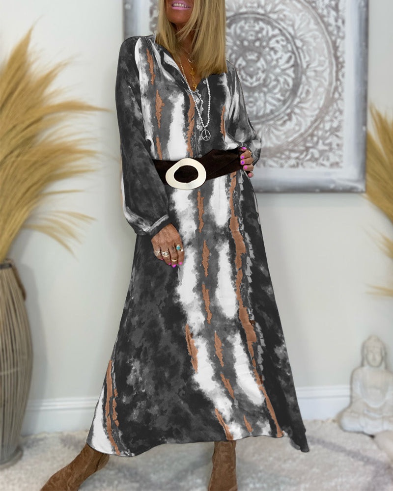 Lös tryckt lång klänning