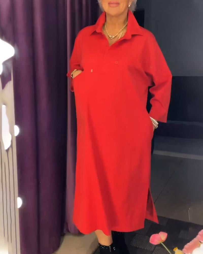 Klänning med avslappnad passform och skjortkrage