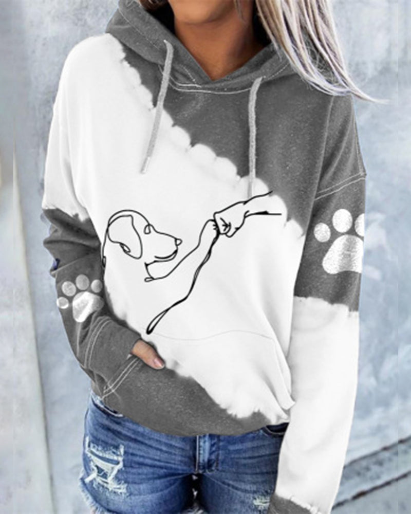 Långärmad hoodie med färgblockstryck