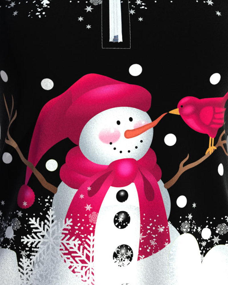 Tröja med dragkedja och julsnögubbe tryckt