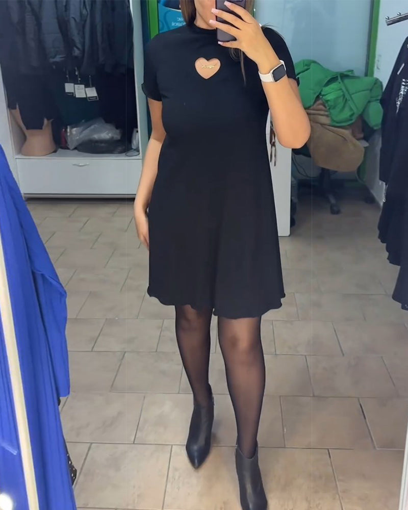 Hjärta ihålig enfärgad kortärmad klänning