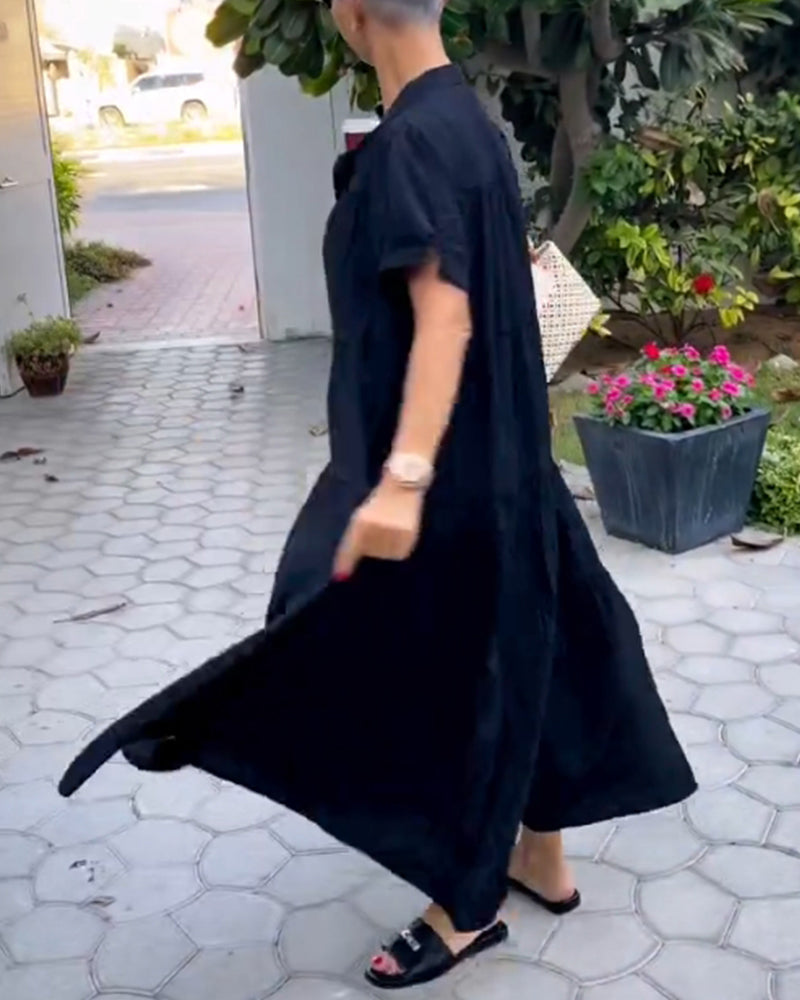 Elegant V -halsad kortärmklänning