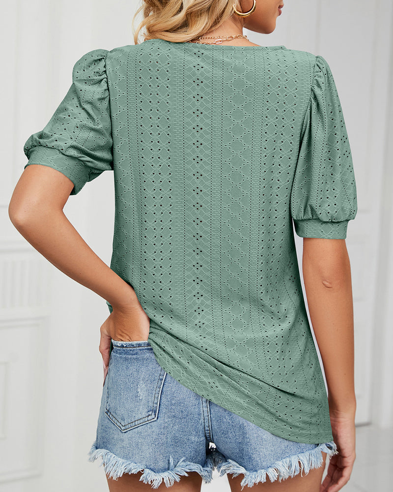 Enfärgad T-shirt med korta ärmar