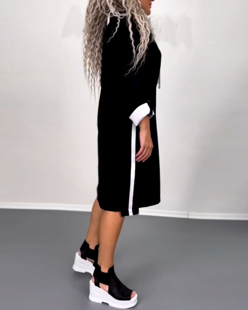 Patchwork långärmad klänning