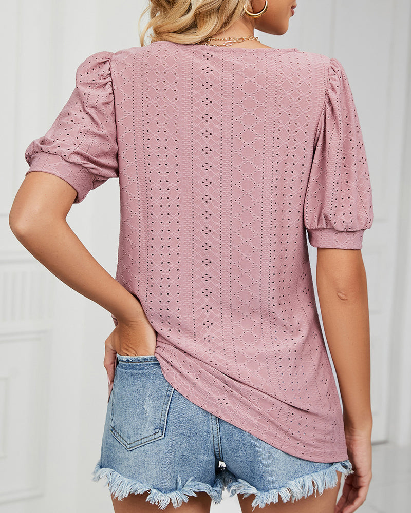 Enfärgad T-shirt med korta ärmar