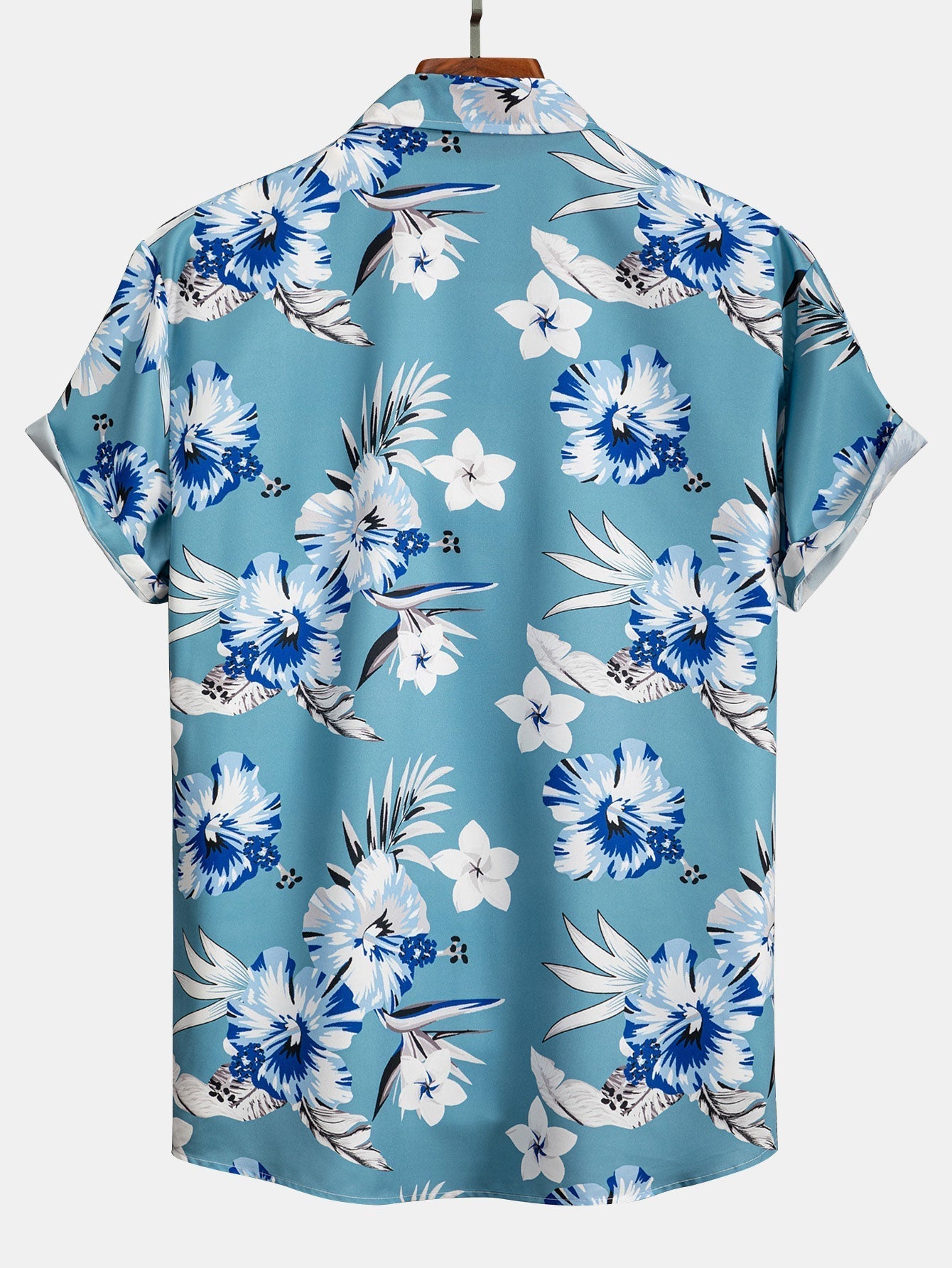 Tropisk blommig skjorta med knapp upp och badshorts