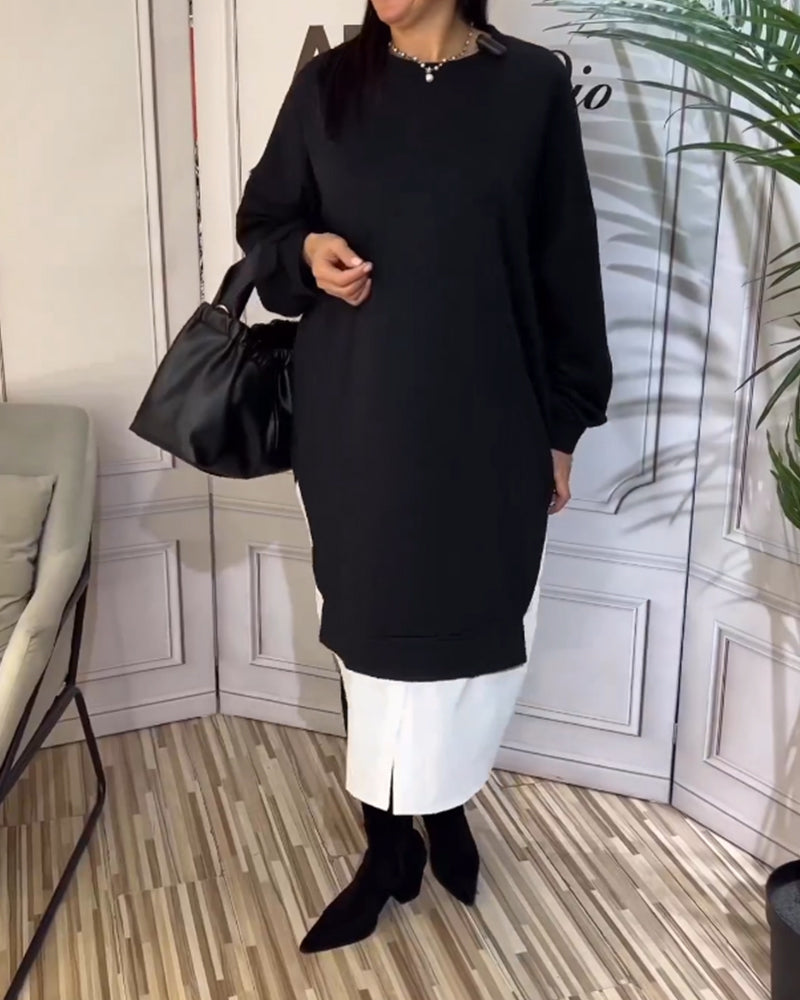 Runda nacke lapptäckklänning