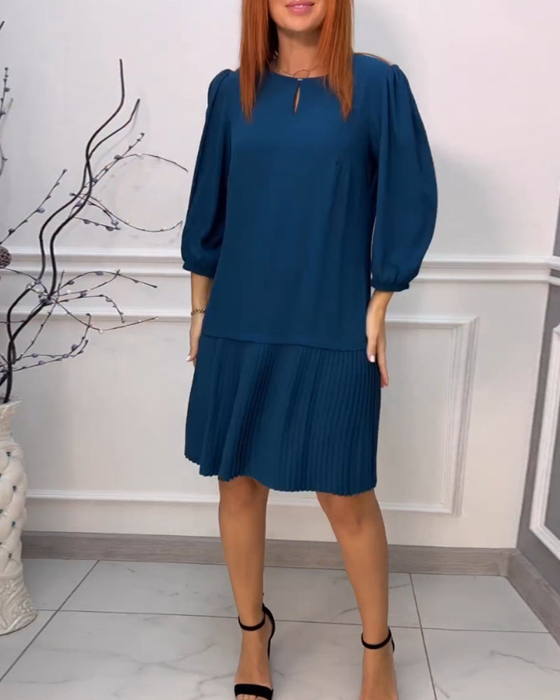 Patchwork veckad enfärgad klänning