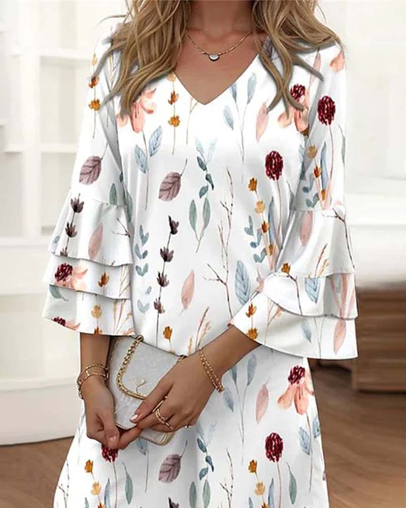 Klänning med söta tryck för kvinnor