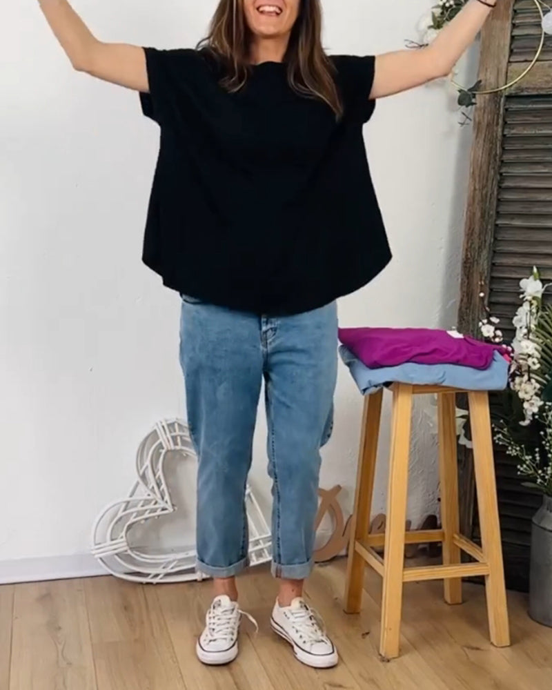 T-shirt med rund nacke och korta ärmar