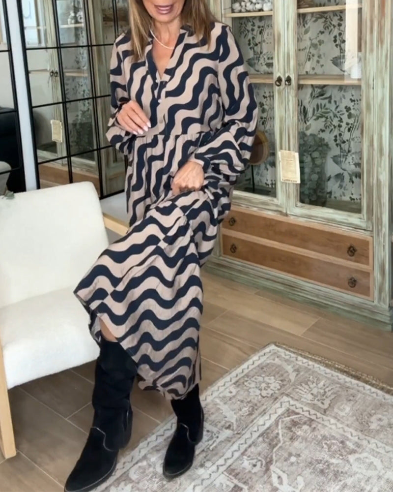 Lång lös klänning med tryck