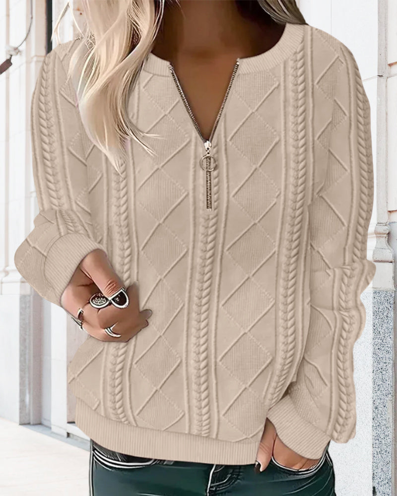 Ensfarget genser med glidelås