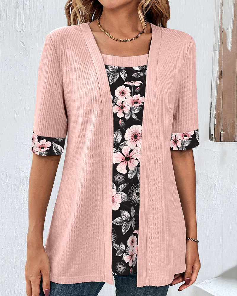 Blommönster elegant panelblus