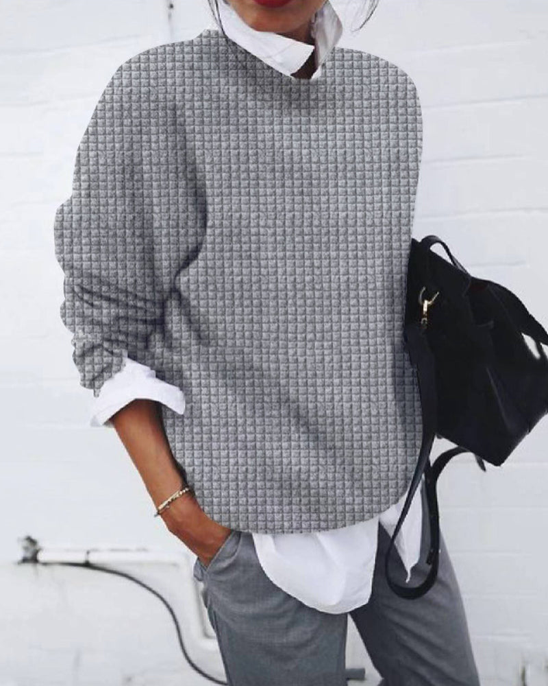 Enfärgad Tröja med rund hals