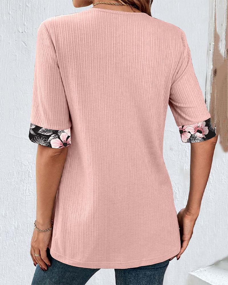 Blommönster elegant panelblus