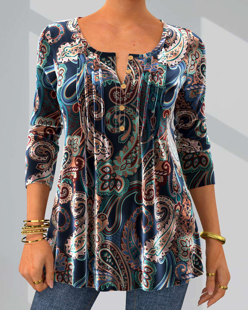 Blus med paisleytryck