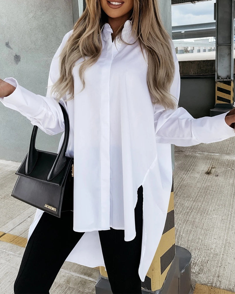 Oregelbunden långärmad blus