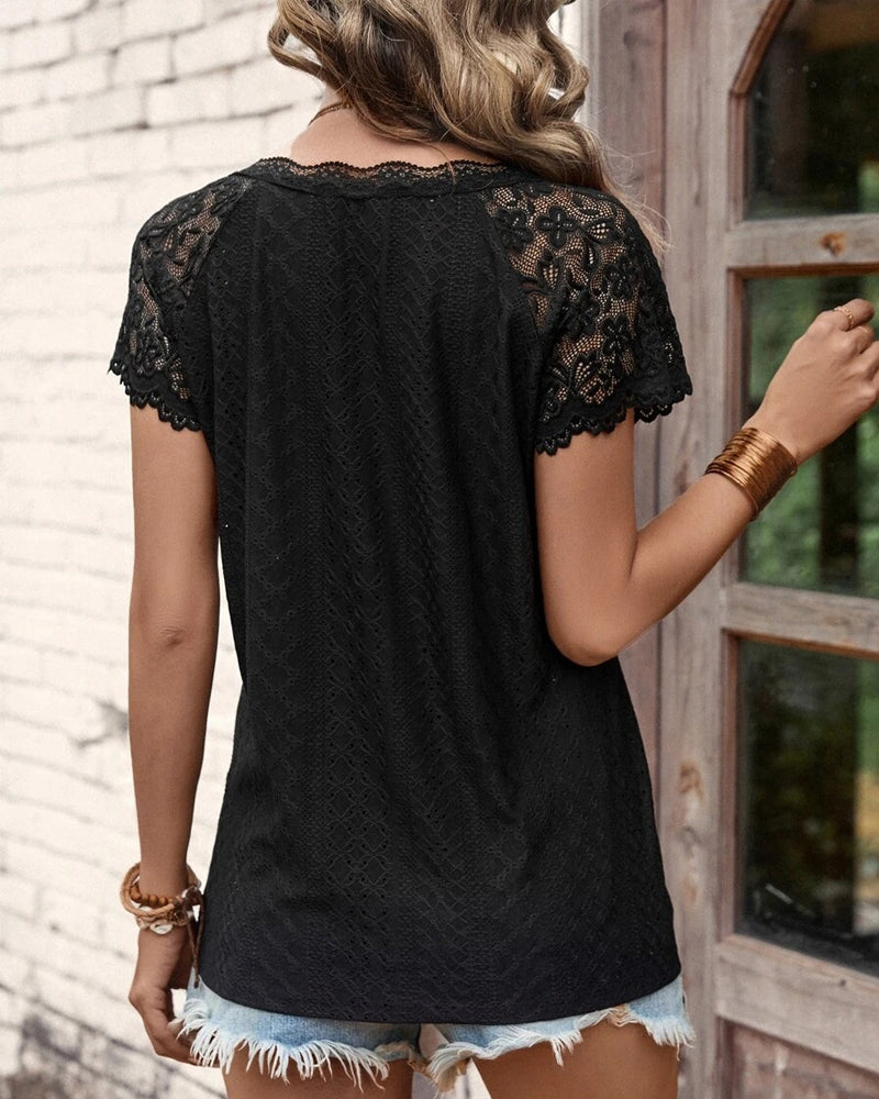 Spets T-shirt med korta ärmar