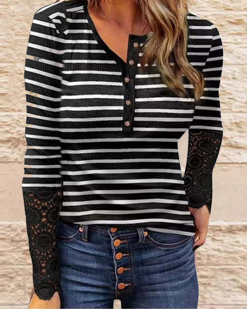 Panelad långärmad topp