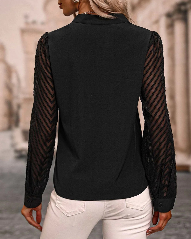 Långärmad blus i enfärgad färg