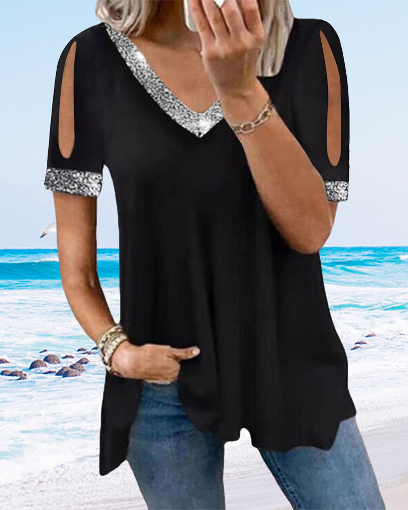 Solid t-shirt med paljetter