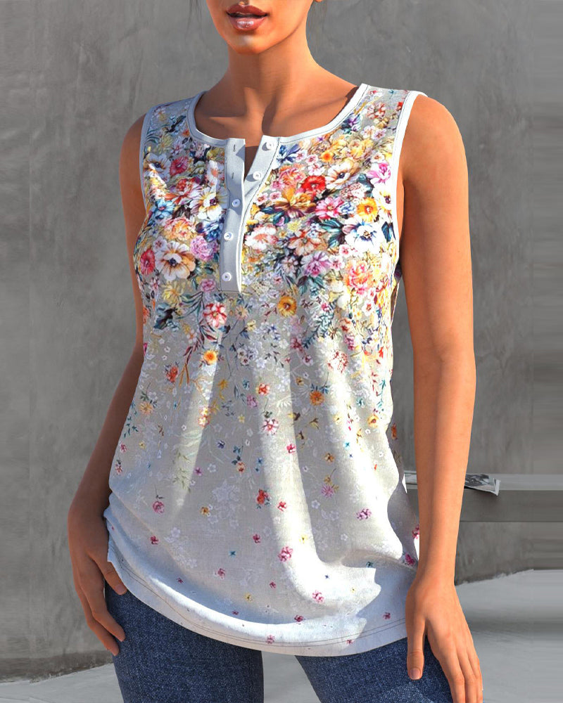 Casual tank topp i blommönster