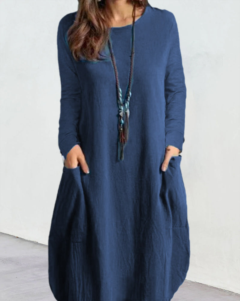 Långärmad klänning med ficka