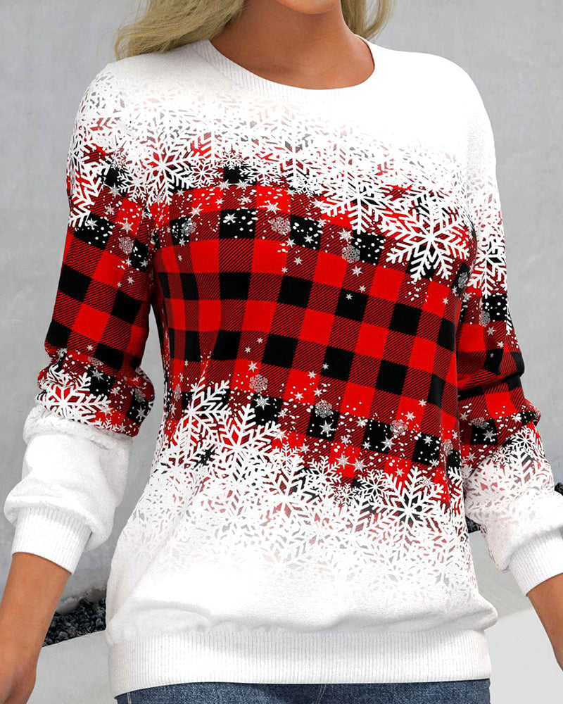 Snöflinga tröja med rutigt tryck