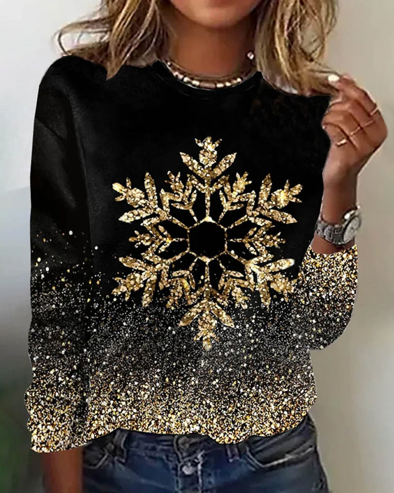 Elegant Blommig t-shirt med rund hals