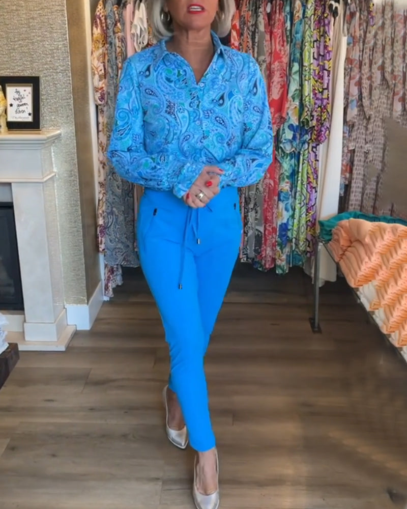 Långärmad semesterskjorta med tryck