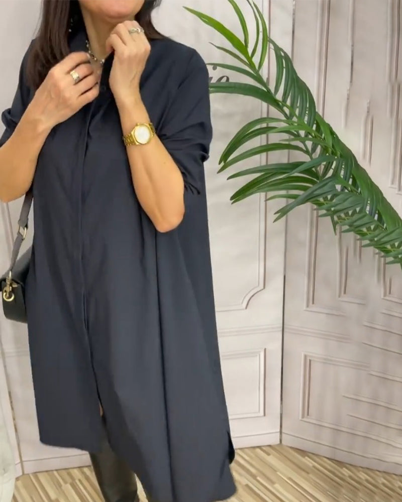 Enfärgad avslappnad klänning med lapel