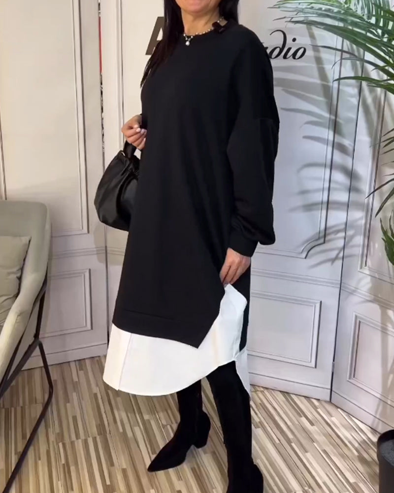 Runda nacke lapptäckklänning