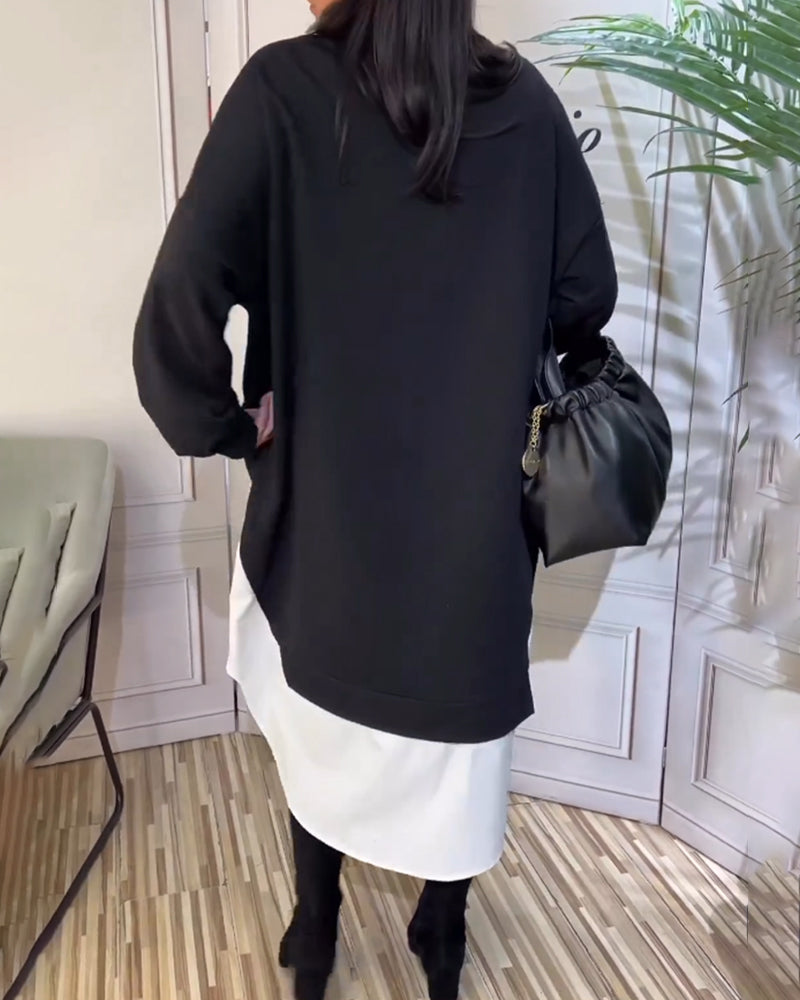 Runda nacke lapptäckklänning