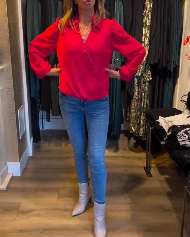 Elegant blus med lanternärmar