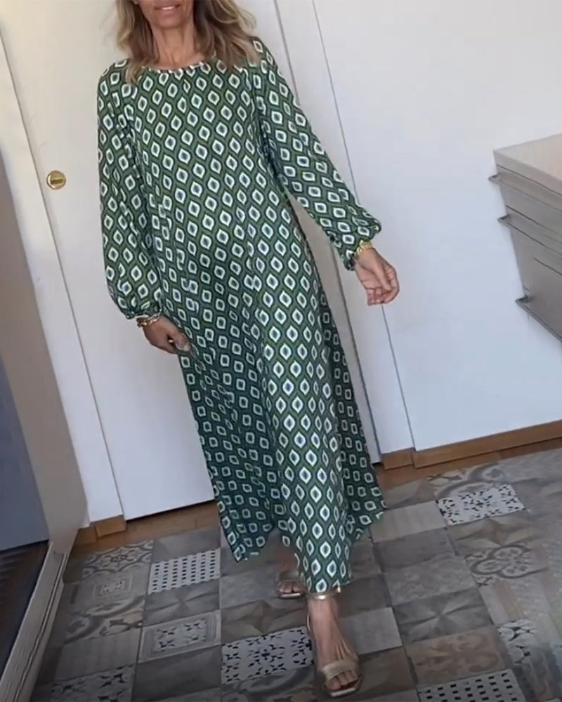 Klänning med geometriskt tryck