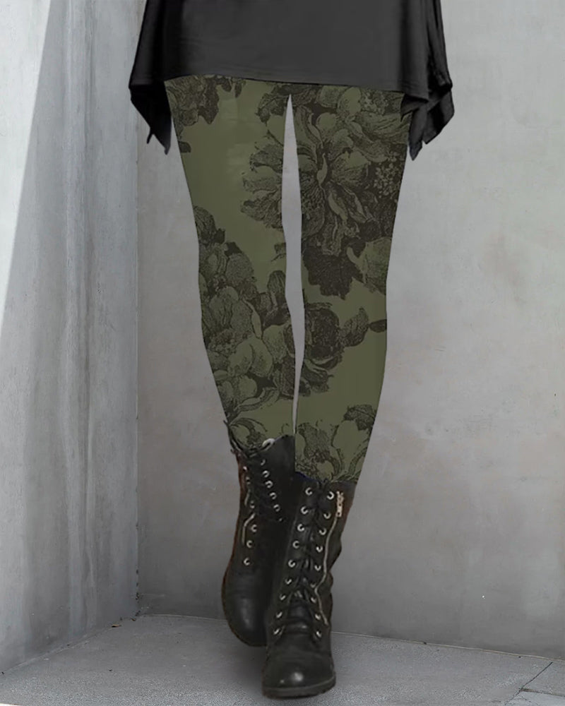 Eleganta leggings med blommönster