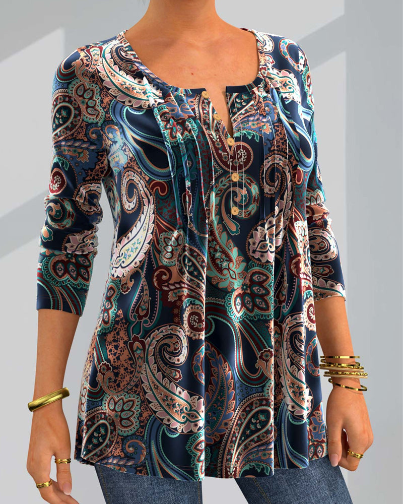Blus med paisleytryck
