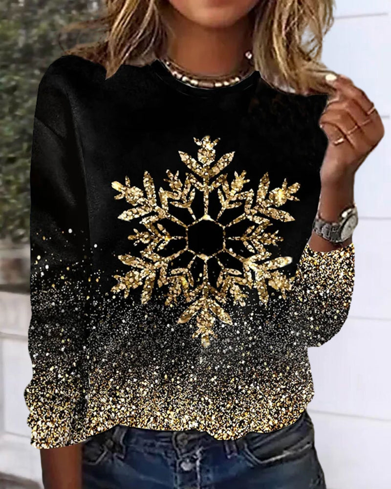 Elegant Blommig t-shirt med rund hals