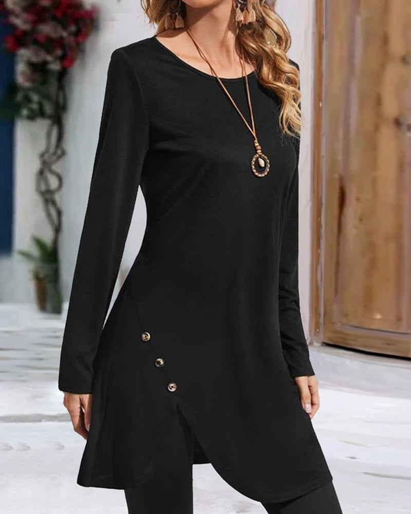 Oregelbunden enfärgad långärmad topp