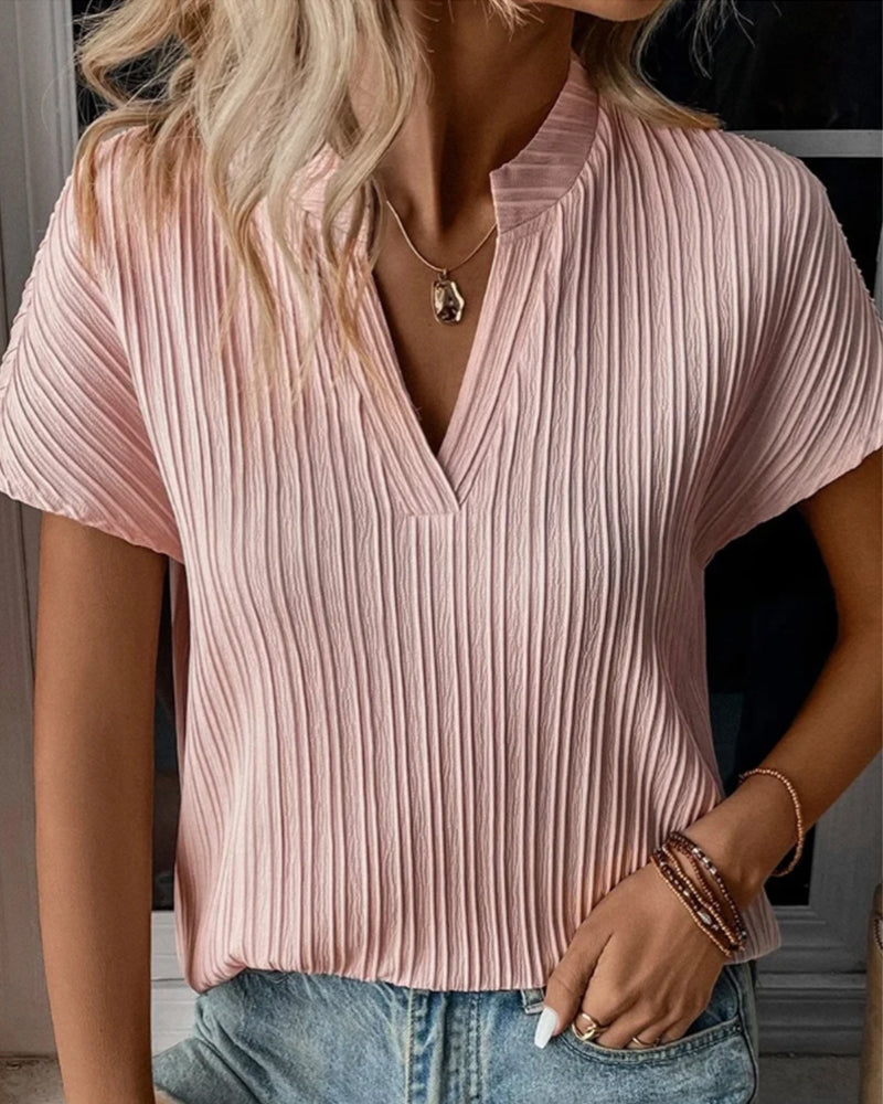 Enfärgad T-shirt med v-ringning