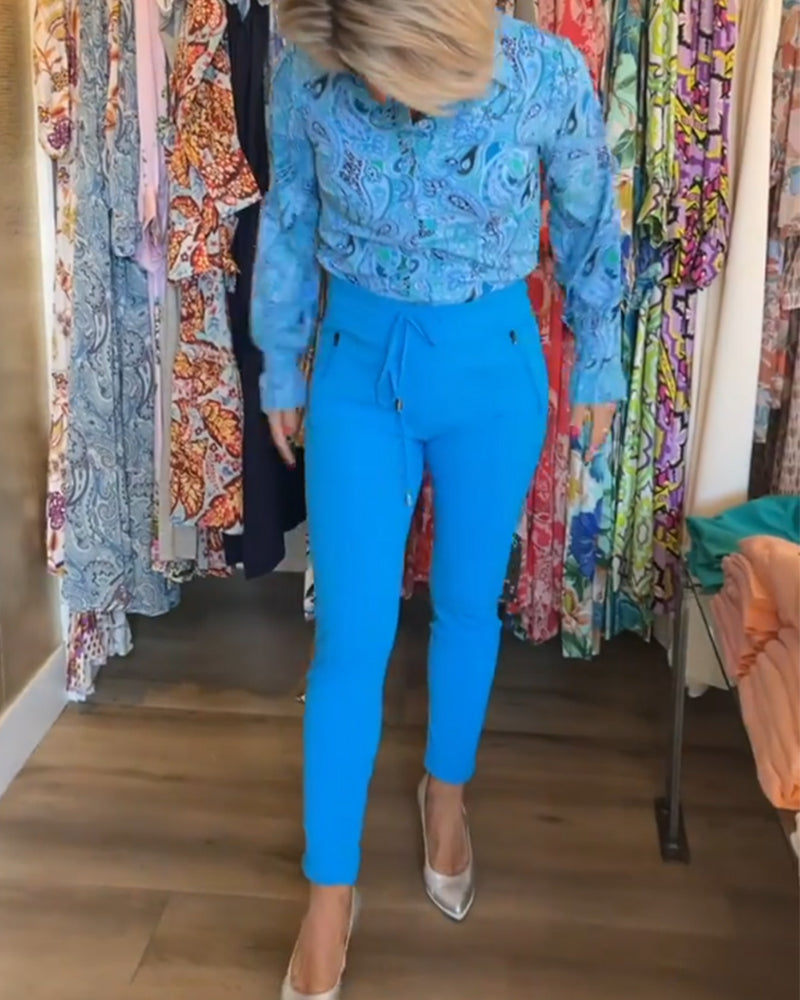 Långärmad semesterskjorta med tryck