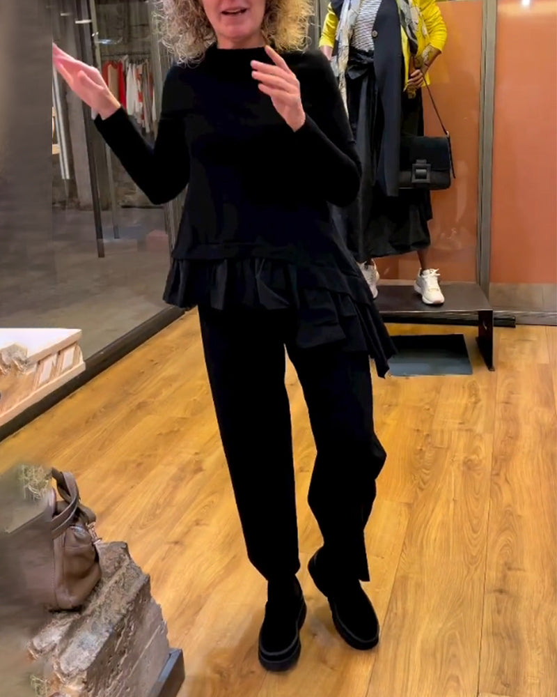 Patchwork volang enfärgad topp