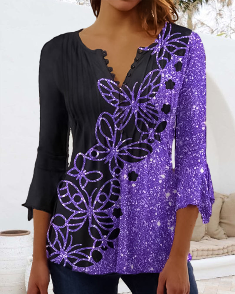 Top med tryckt V-ringning