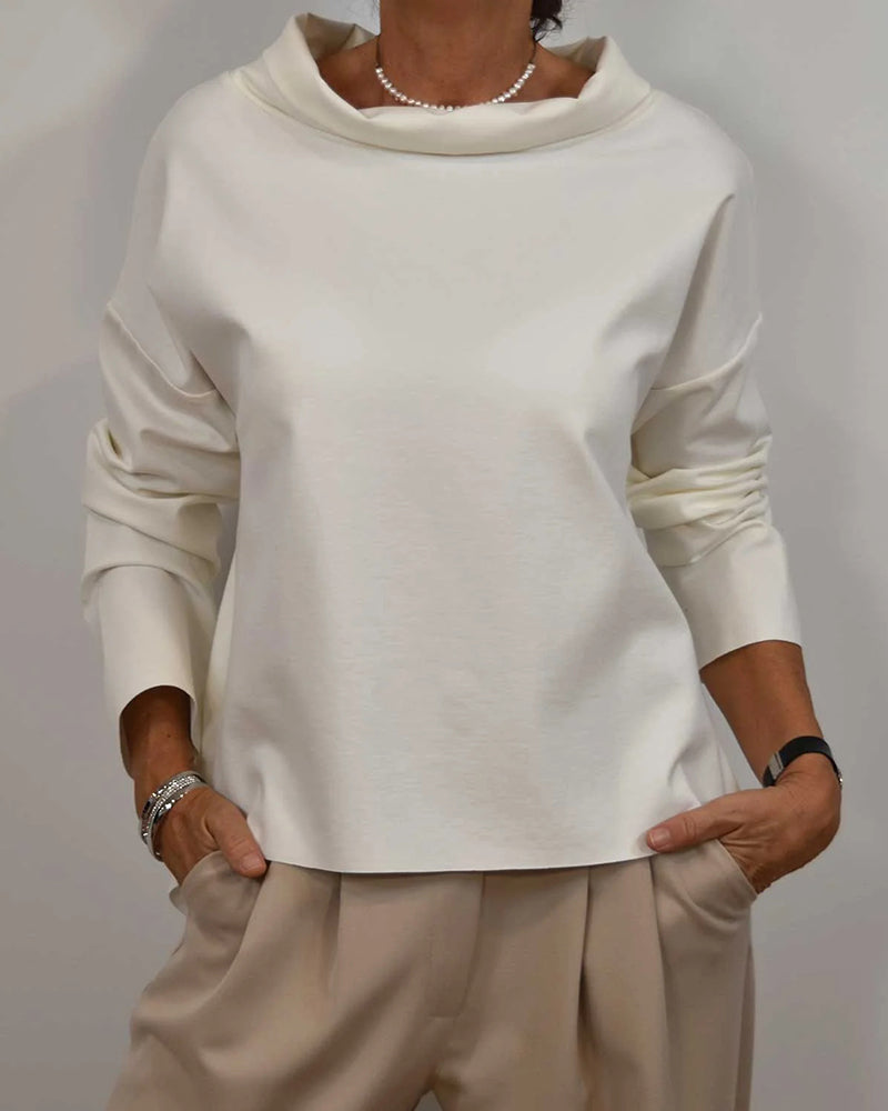 Långärmad enkel avslappnad topp