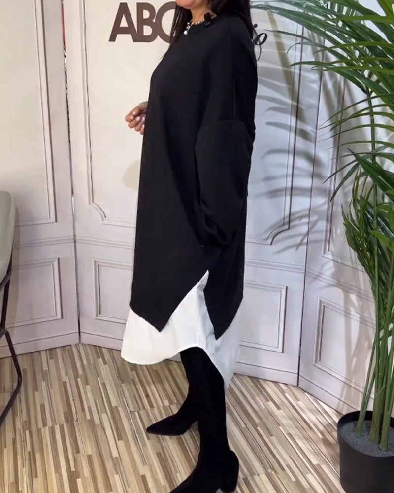 Runda nacke lapptäckklänning