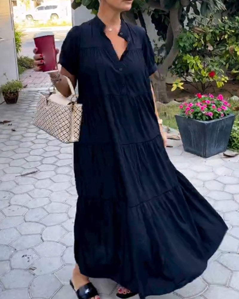 Elegant V -halsad kortärmklänning